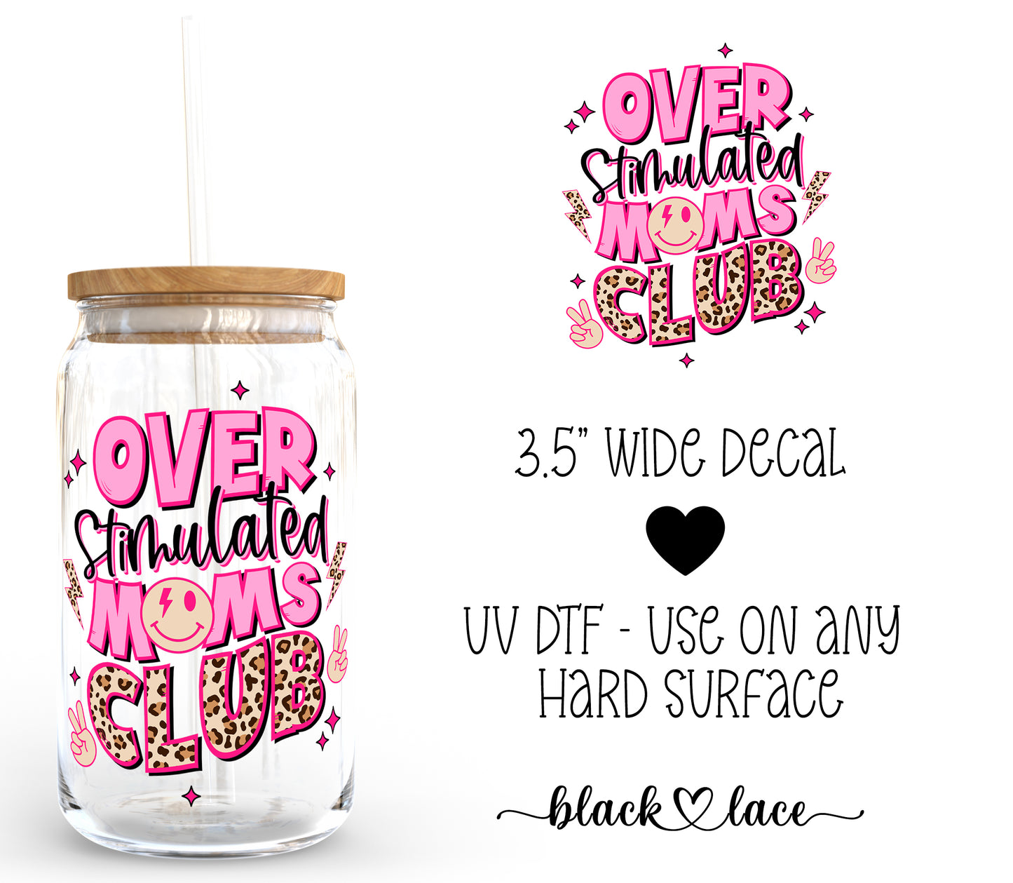 Over Stimulated Mom's Club Pink ~ Decal