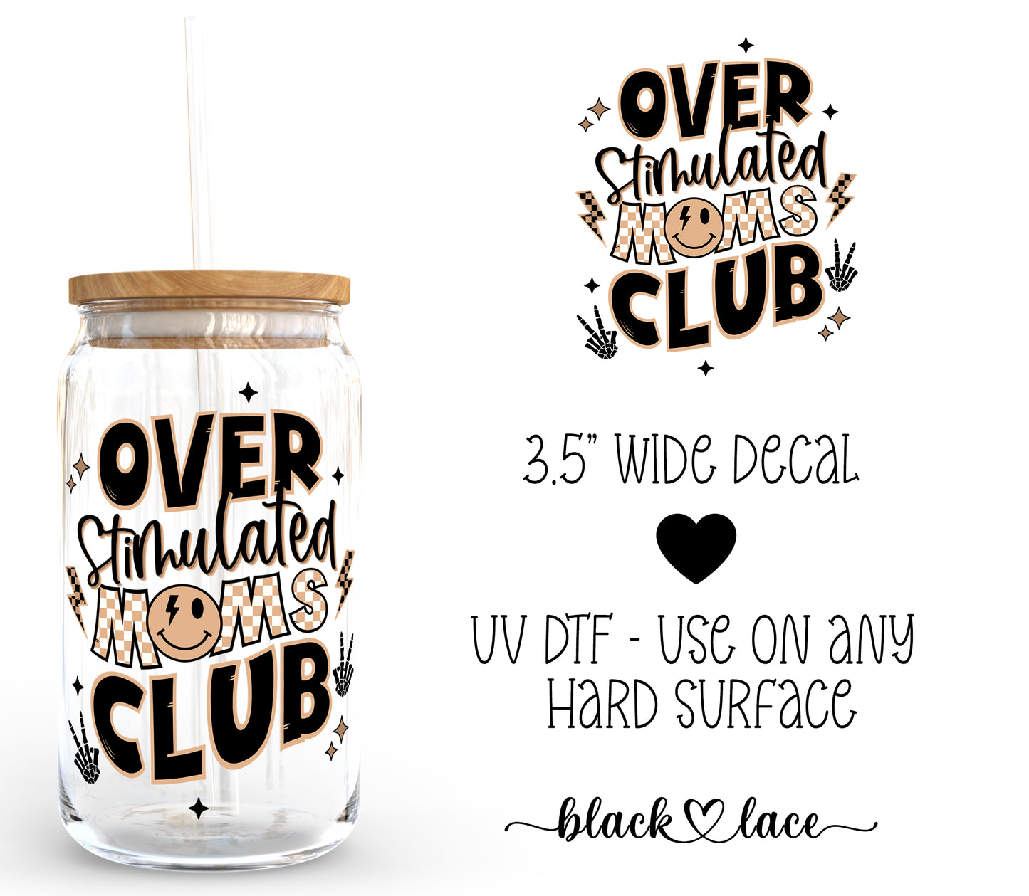Over Stimulated Mom's Club Tan/Black ~ Decal
