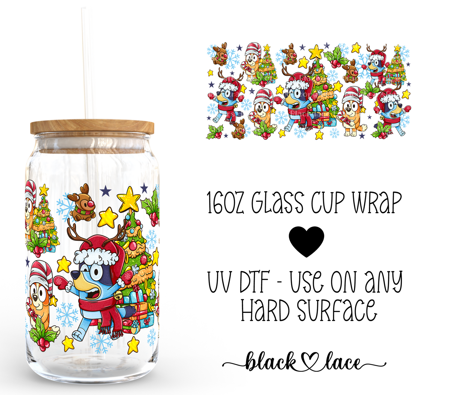 Blue Christmas ~ 16oz cup wrap