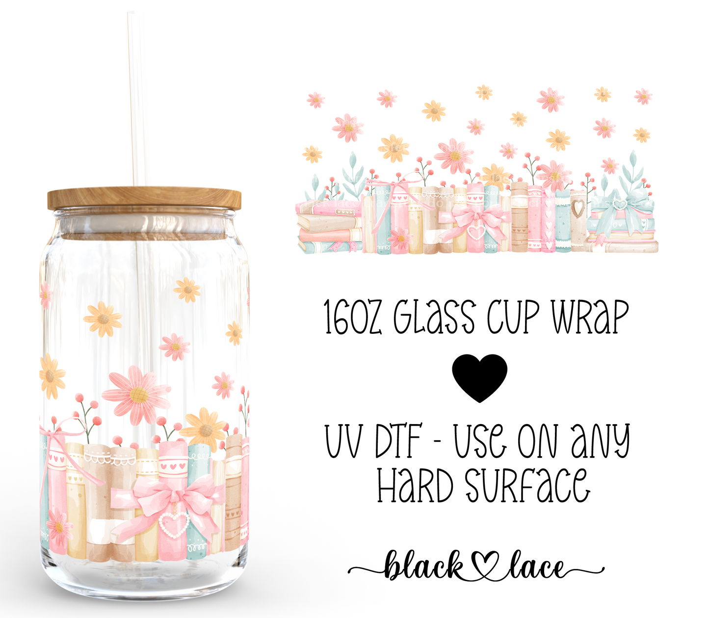 Girly Books ~ 16oz cup wrap