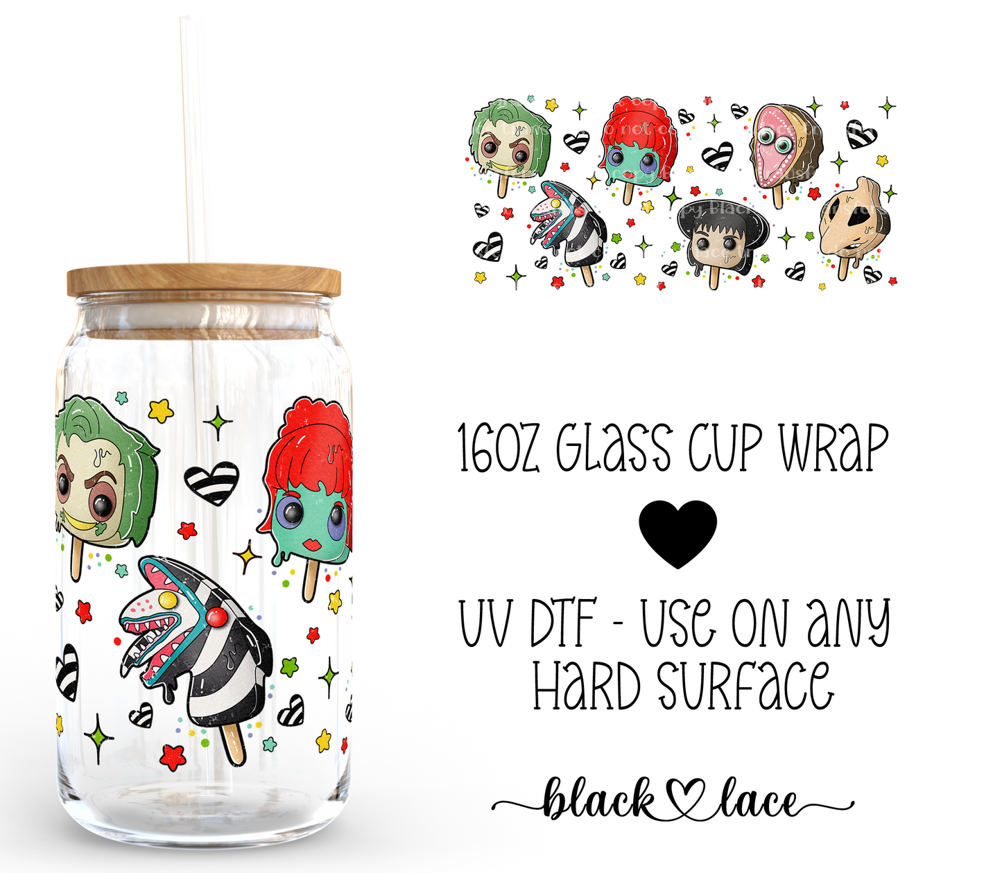 Popsicles Beetlejuice ~ 16oz cup wrap