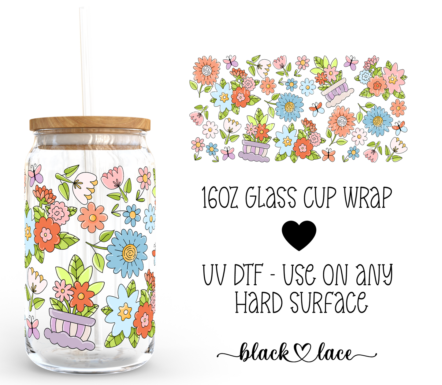 Spring Time Florals ~ 16oz cup wrap