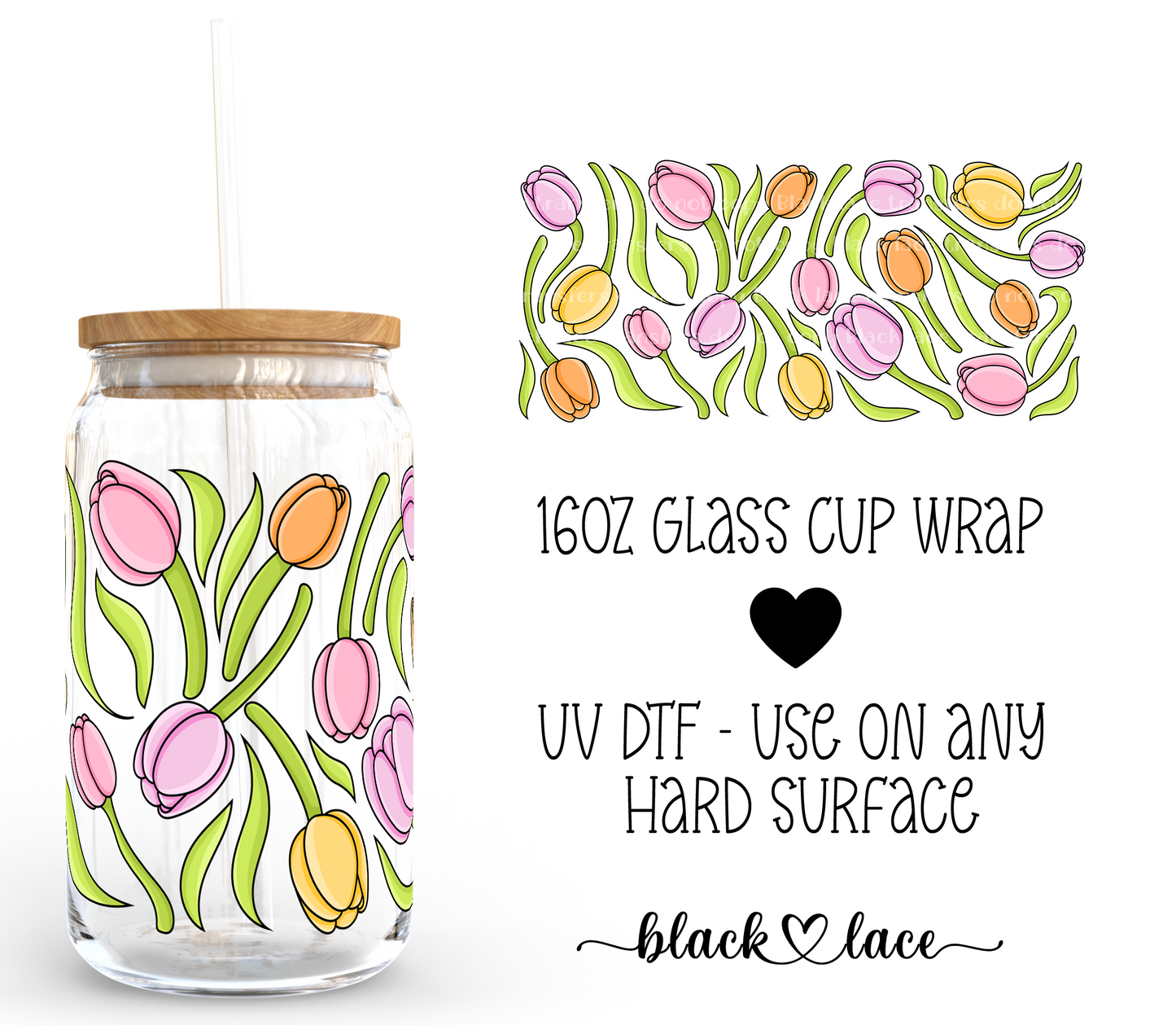 Spring Tulips ~ 16oz cup wrap