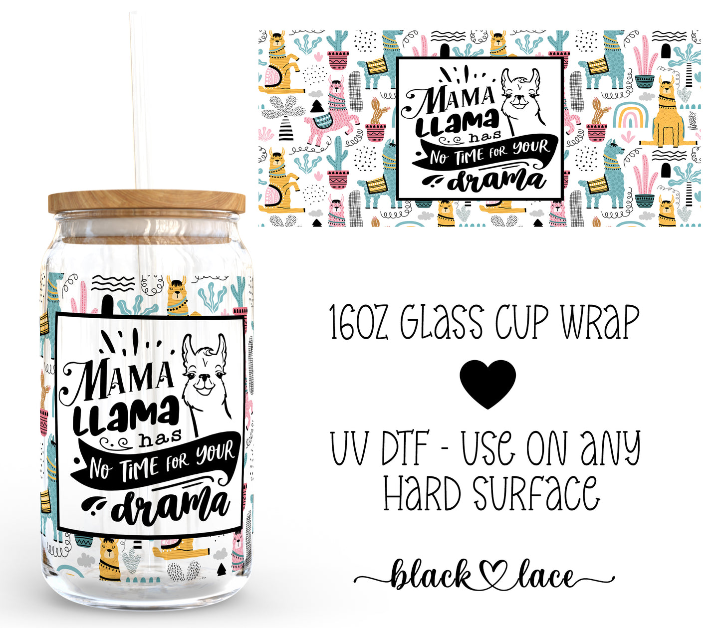 Mama Llama ~16oz cup wrap