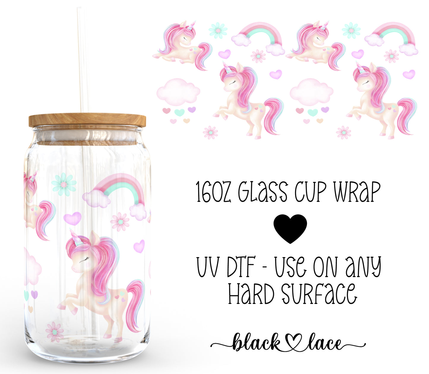 Unicorn ~16oz cup wrap