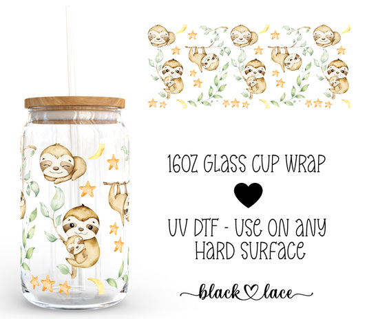 Sloth ~16oz cup wrap