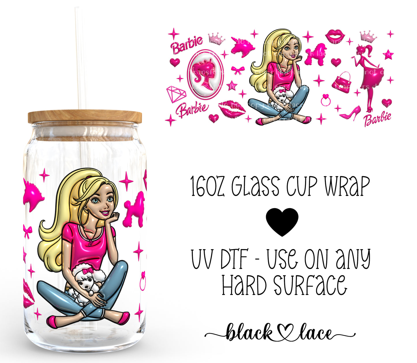 Barbie 3D ~16oz cup wrap