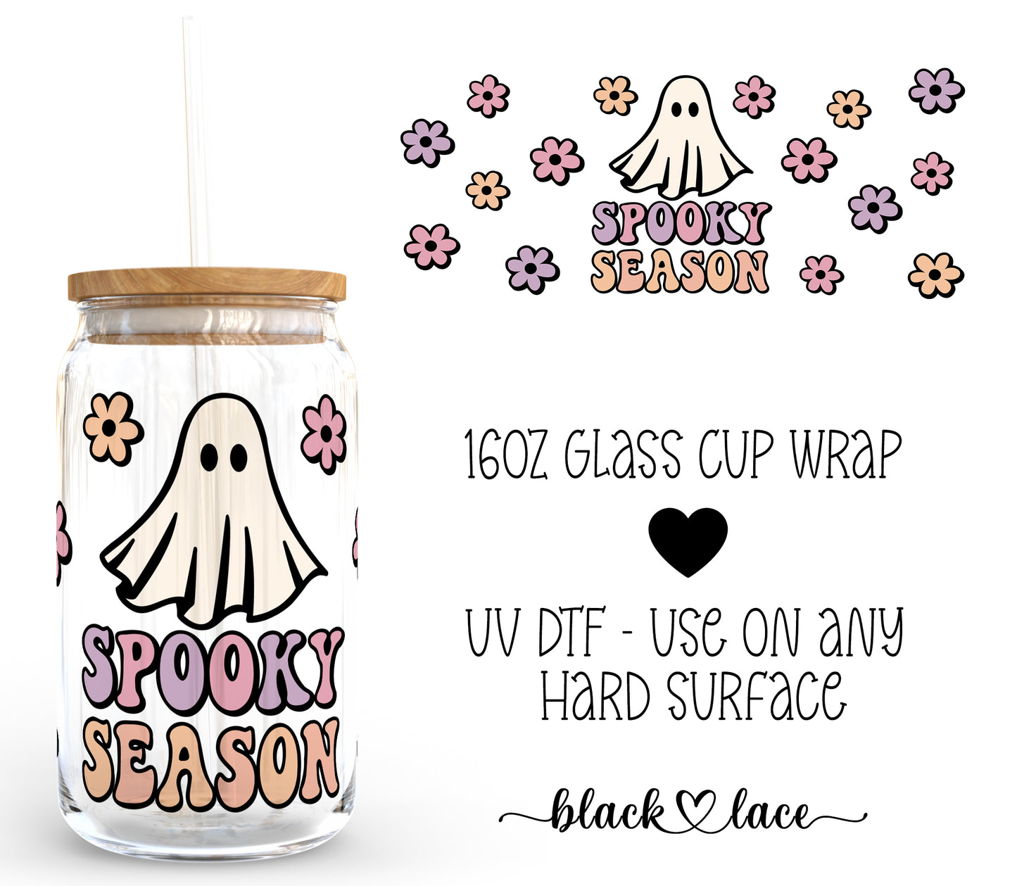 Spooky Season Daisy ~16oz cup wrap