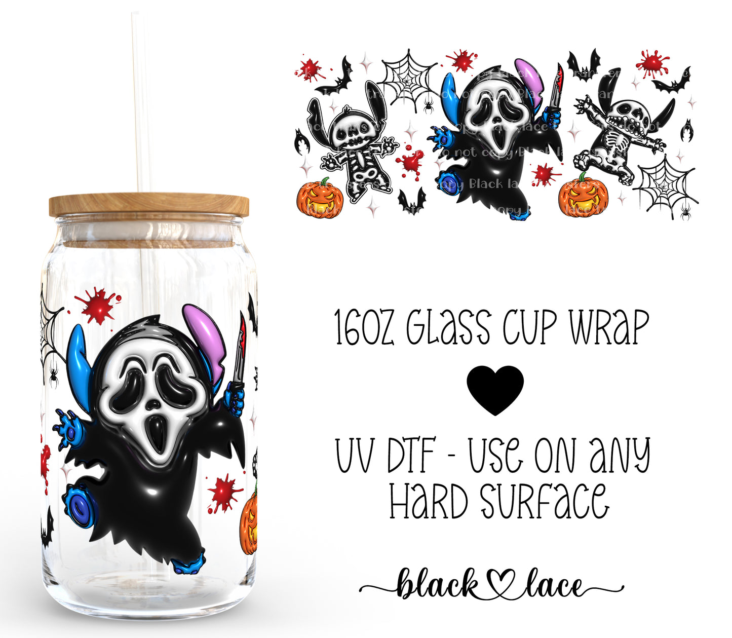 Ghost Face 3D ~16oz cup wrap