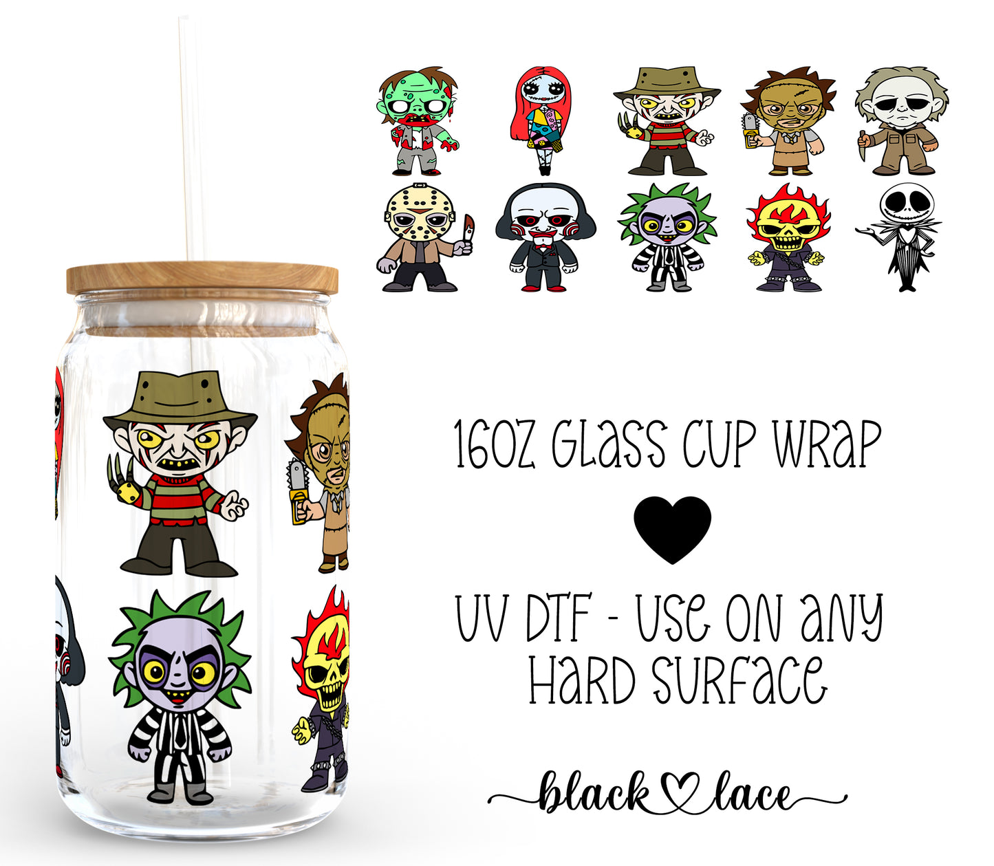 Little Halloween Characters ~16oz cup wrap