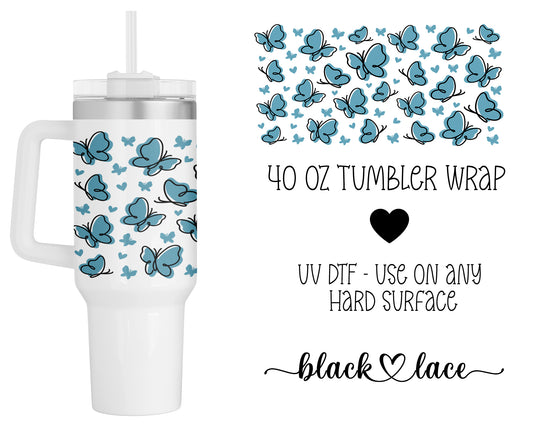 Blue Butterfly ~ 40oz cup wrap