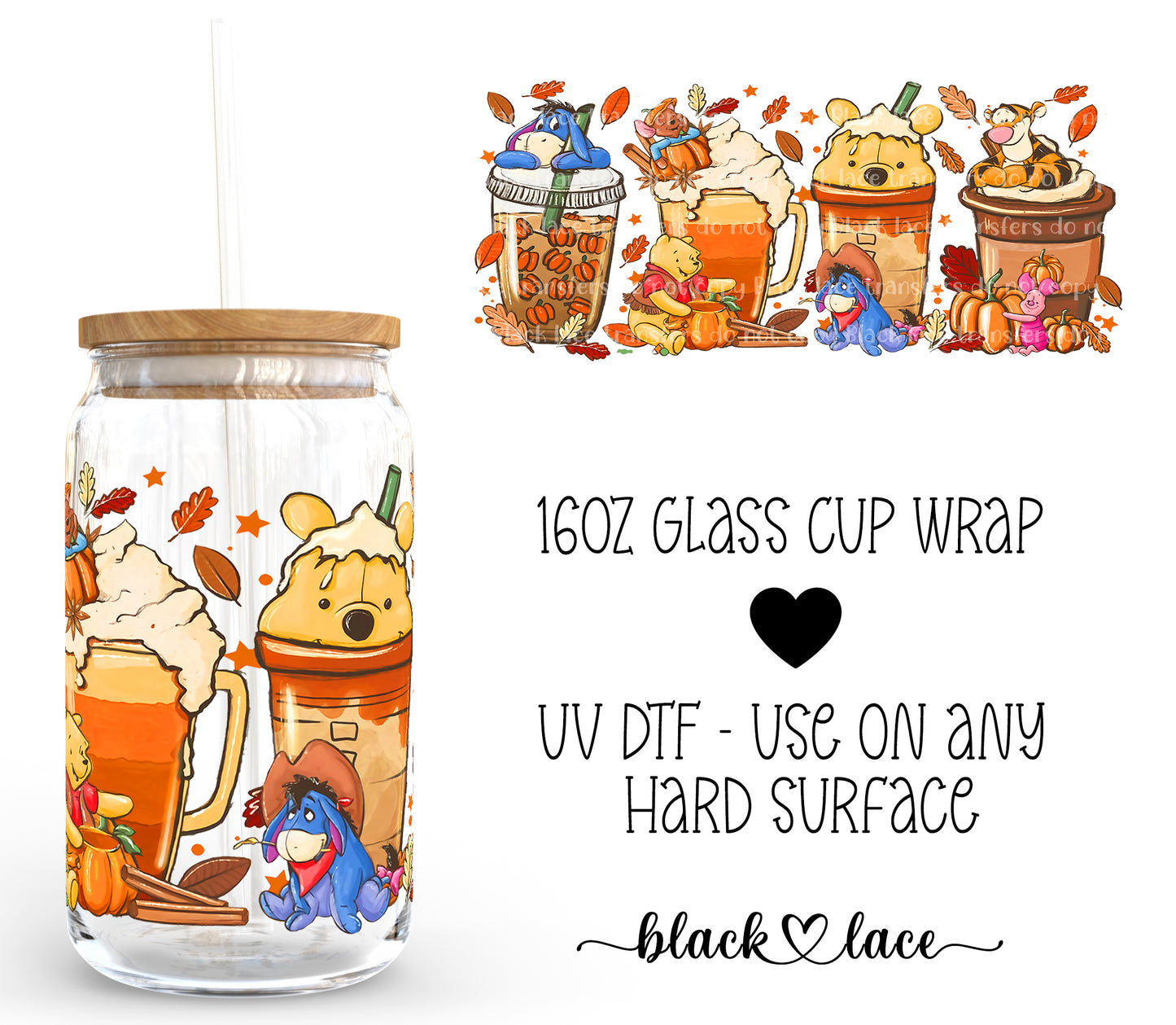 Winnie Latte Fall ~16oz cup wrap