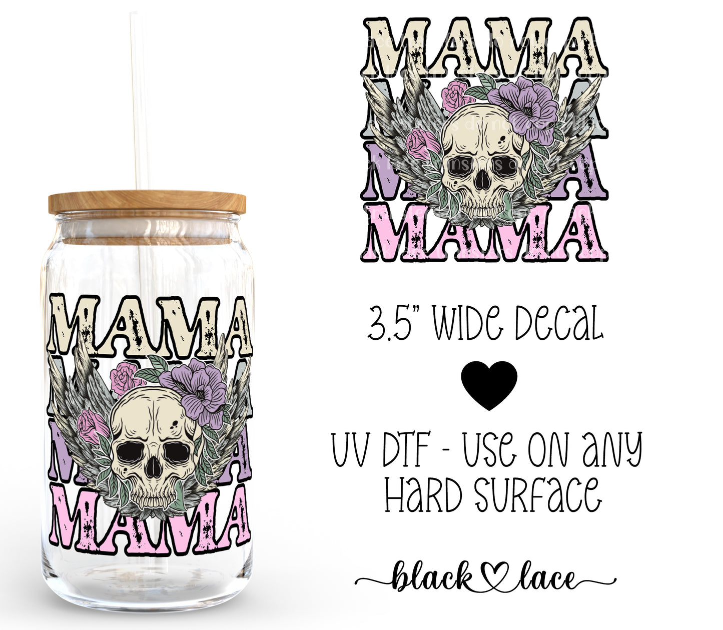 Mama Skulls pink/purple ~ Decal