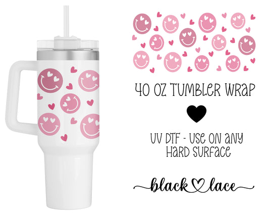 Pink Smiley Faces ~ 40oz cup wrap