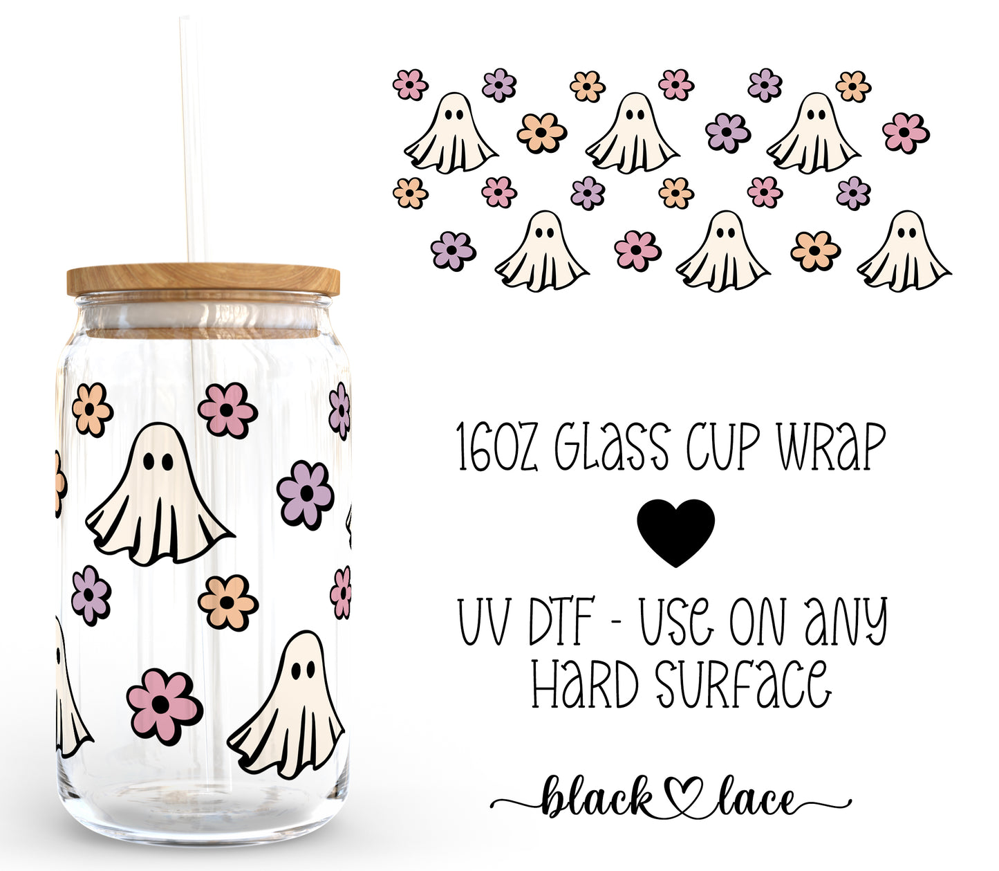 Ghosts & Daisy's ~16oz cup wrap