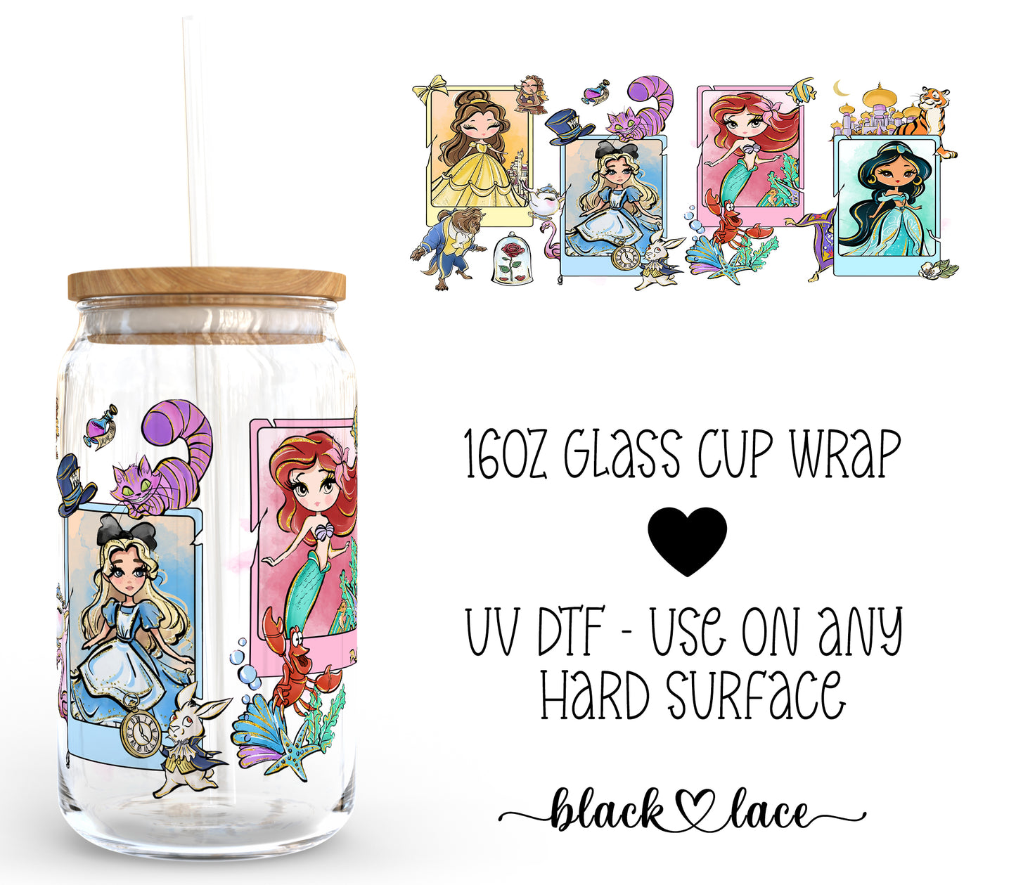 Princess ~16oz cup wrap