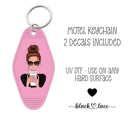 Coffee & Messy Bun Brunette ~ Motel Keychains (2)