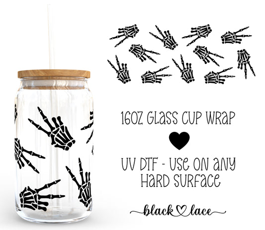 Skeleton Peace ~16oz cup wrap