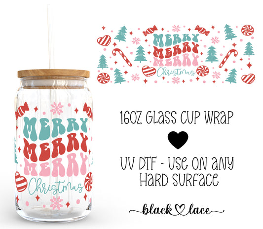 Merry Merry Christmas ~16oz cup wrap