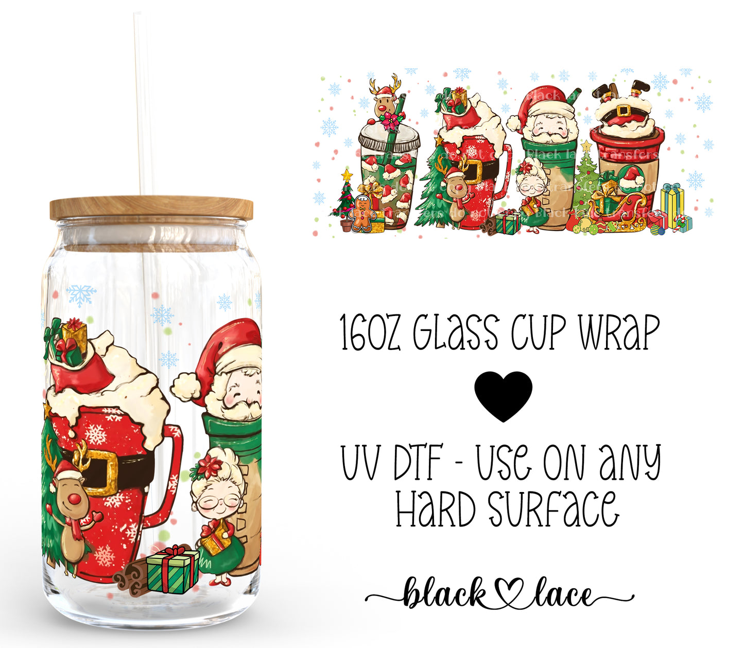 Christmas Drinks ~16oz cup wrap