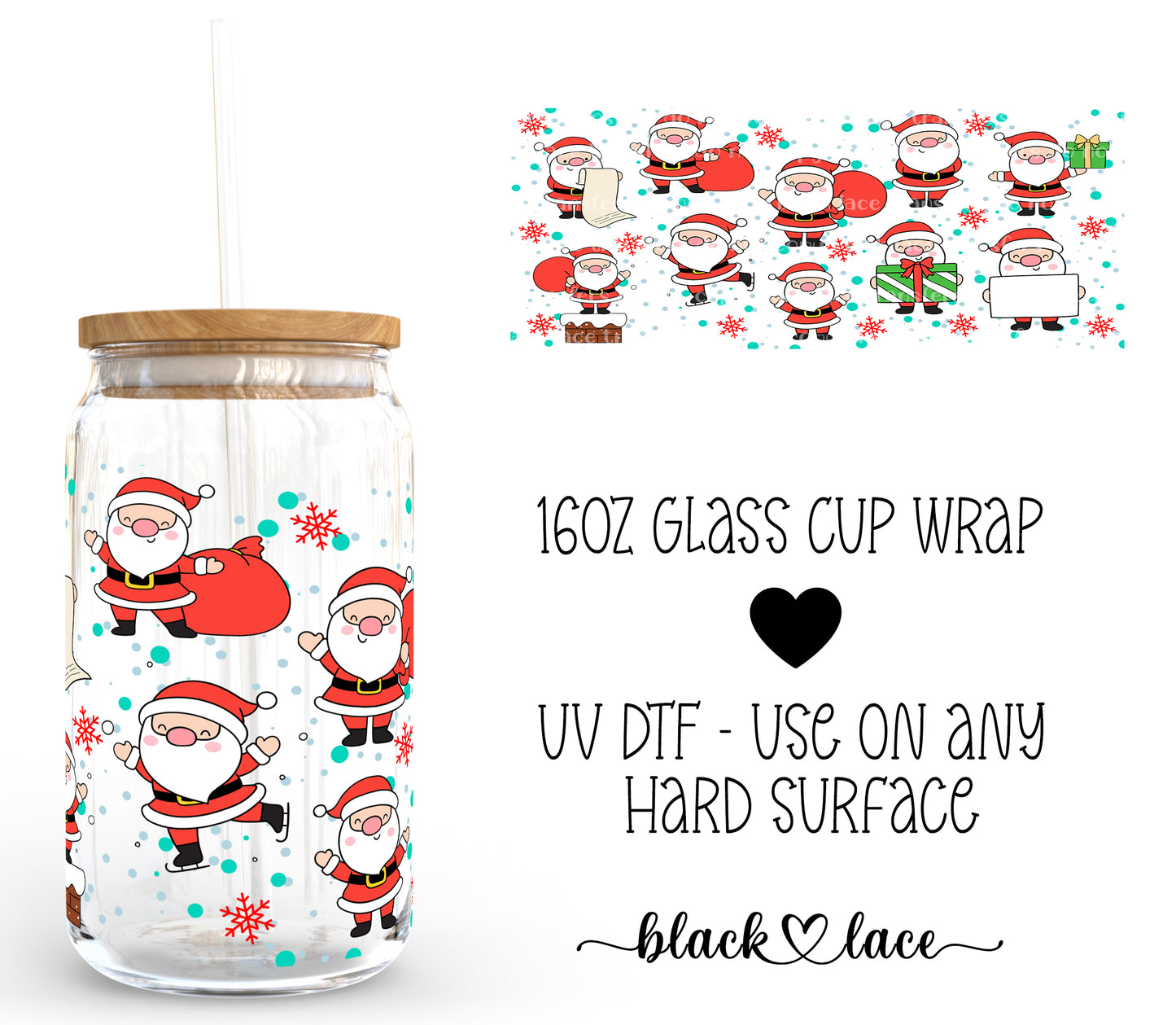 Christmas Santa ~16oz cup wrap