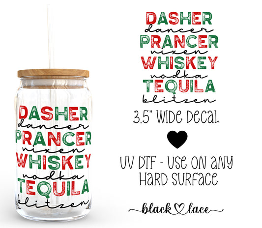 Dasher Prancer Red Green ~ Decal