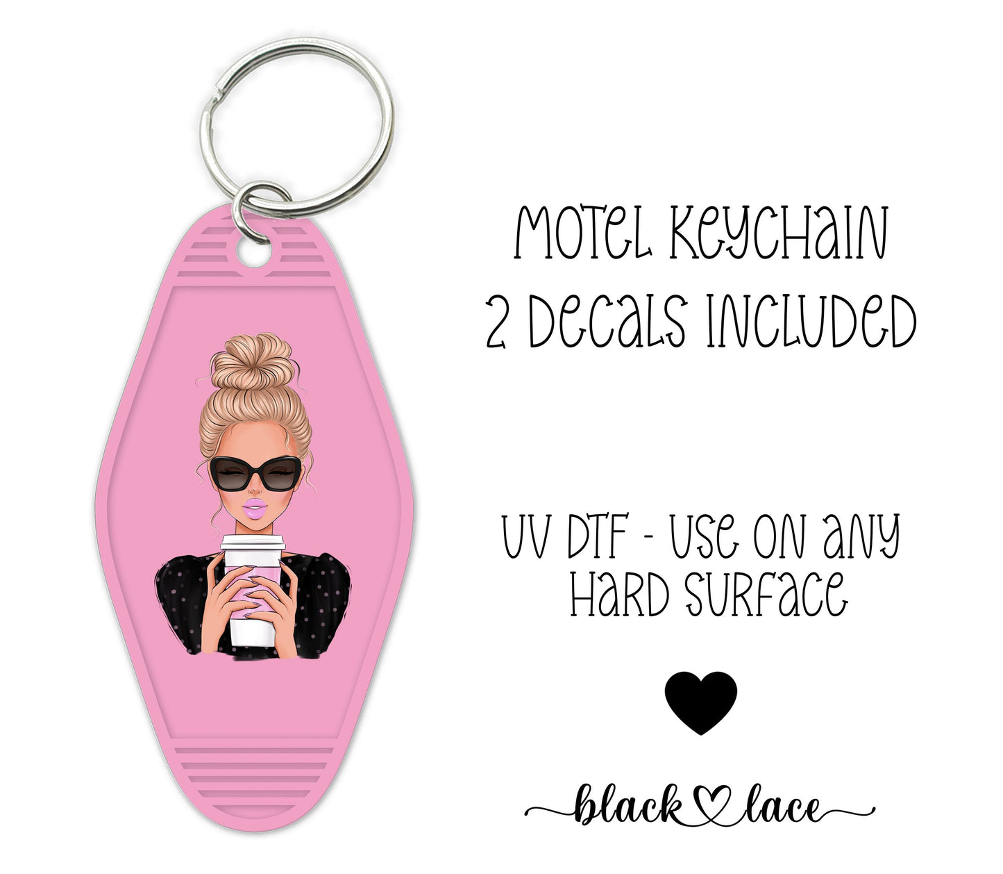 Coffee & Messy Bun Blonde Hair ~ Motel Keychains (2)