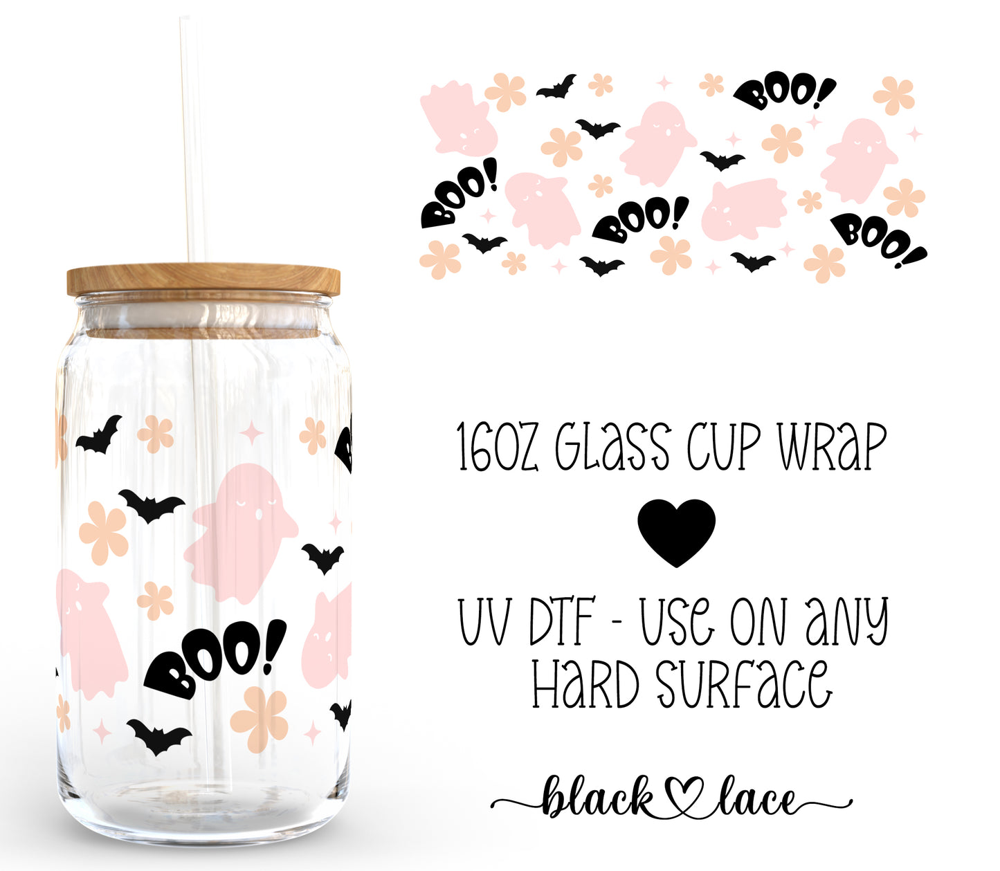 Boo! ~16oz cup wrap