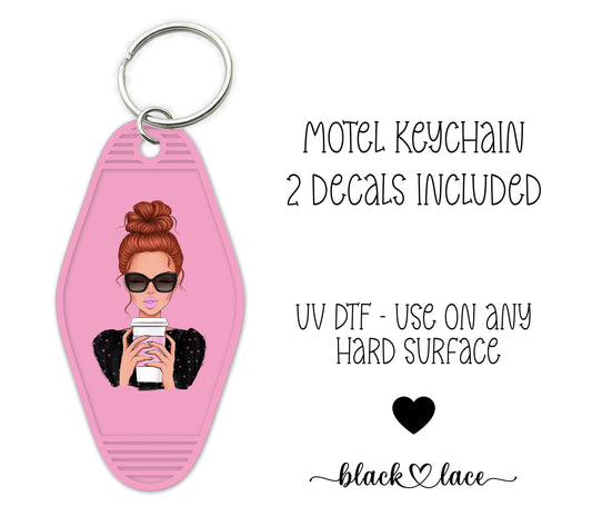 Coffee & Messy Bun Red Hair ~ Motel Keychains (2)