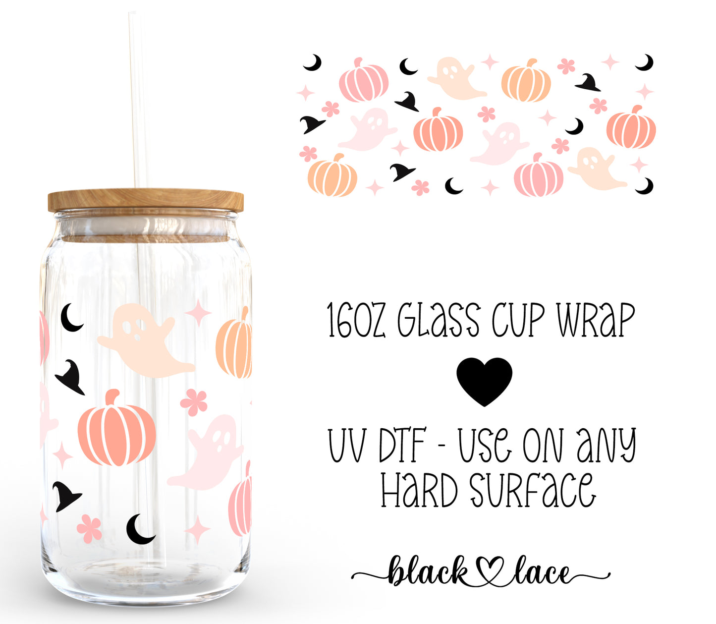 Ghosts & Pumpkins ~16oz cup wrap