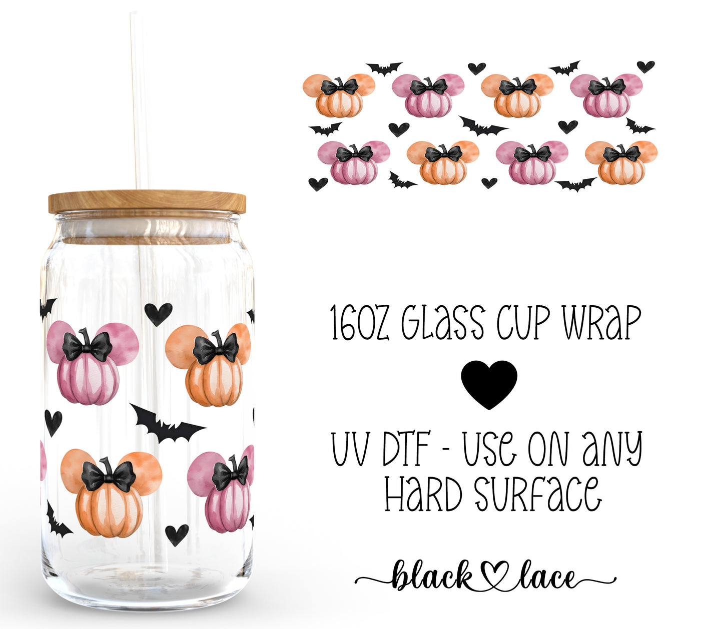 Pumpkin Bows ~16oz cup wrap