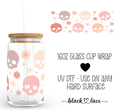 Boho Skulls ~16oz cup wrap