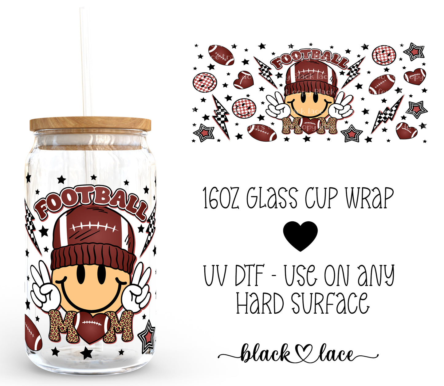 Football Mom ~16oz cup wrap