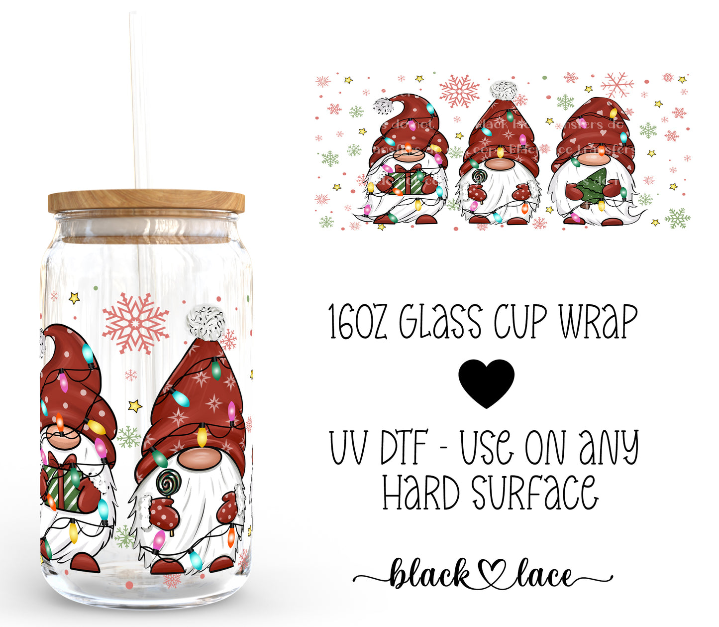 Christmas Gnomes ~16oz cup wrap