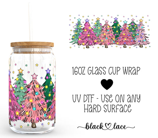 Christmas Trees Retro ~16oz cup wrap