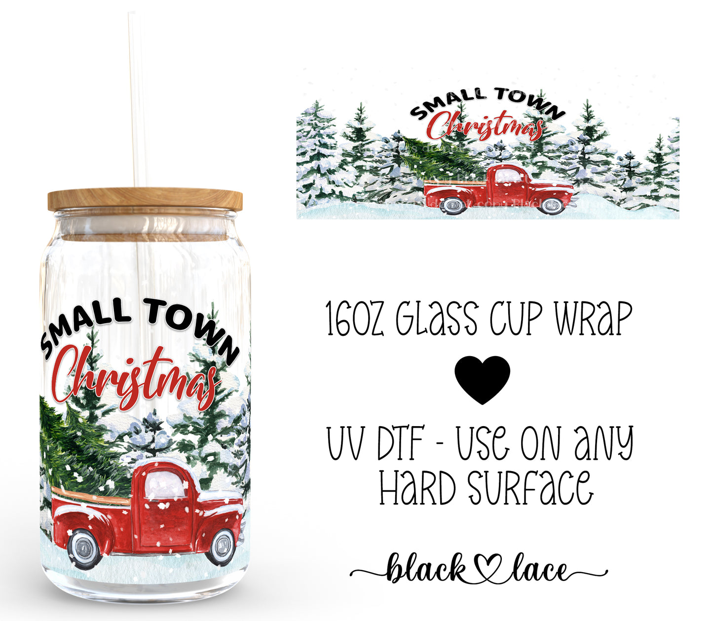 Small Town Christmas ~16oz cup wrap