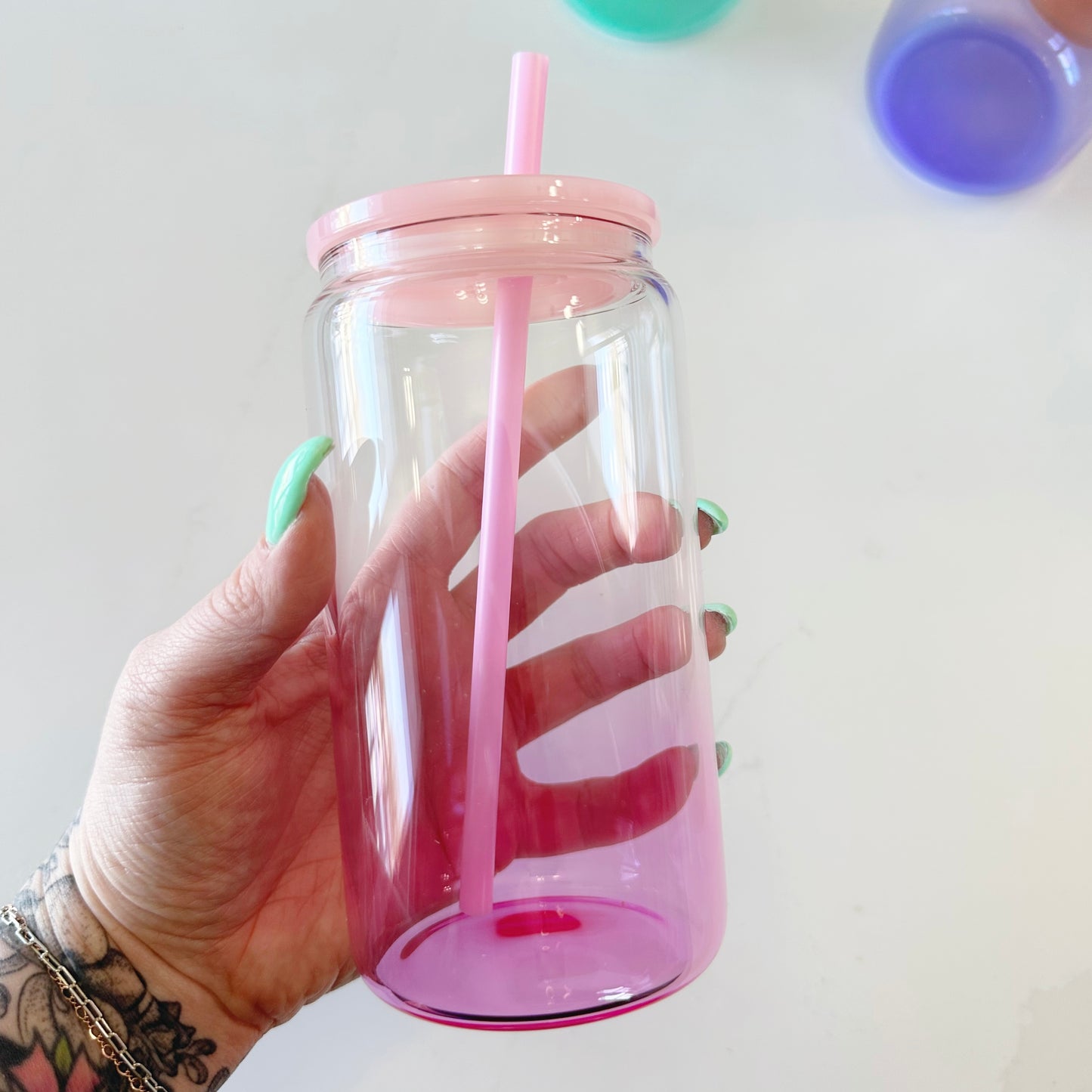 Ombre Glass Can ~ 16oz