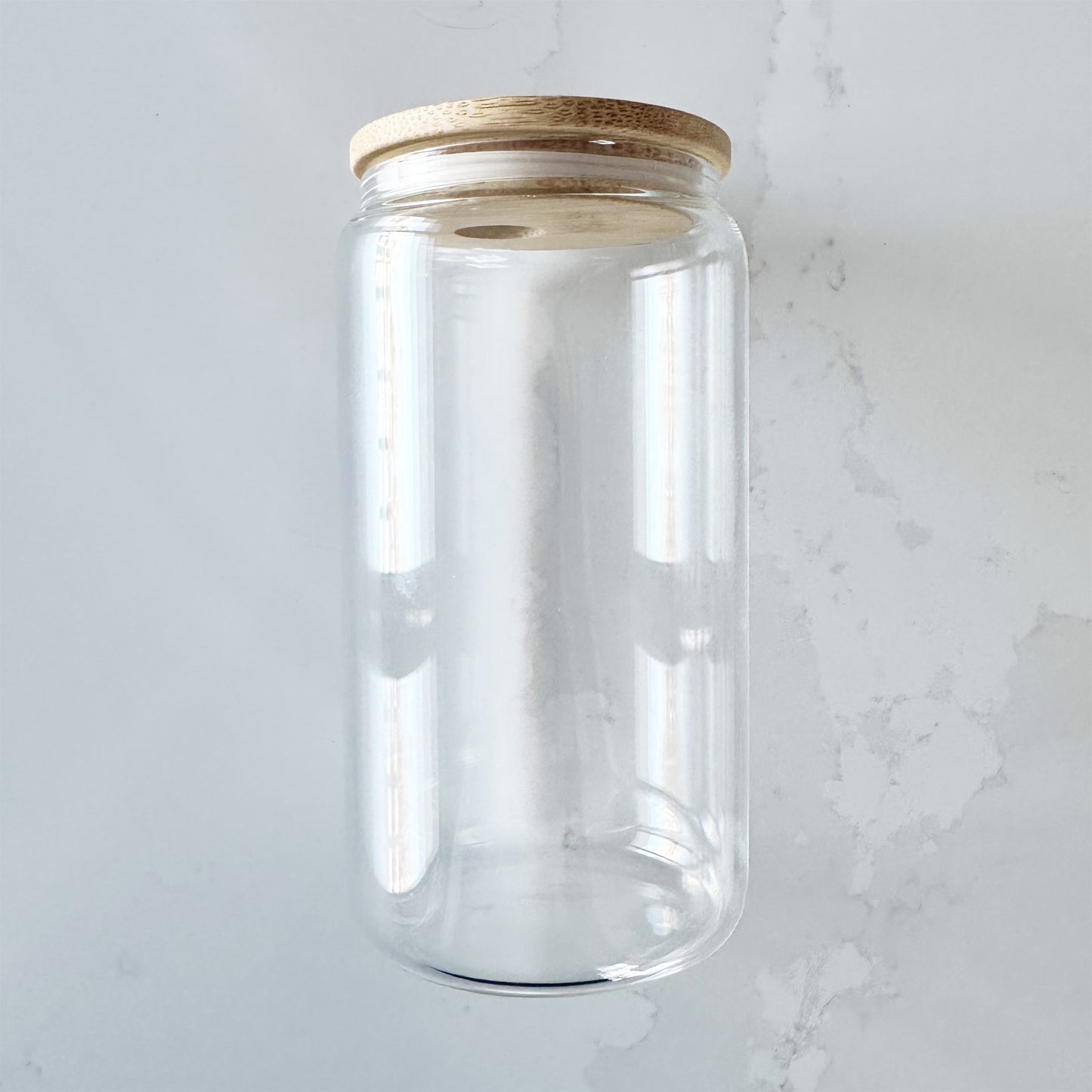 Clear Glass Can ~ 16oz