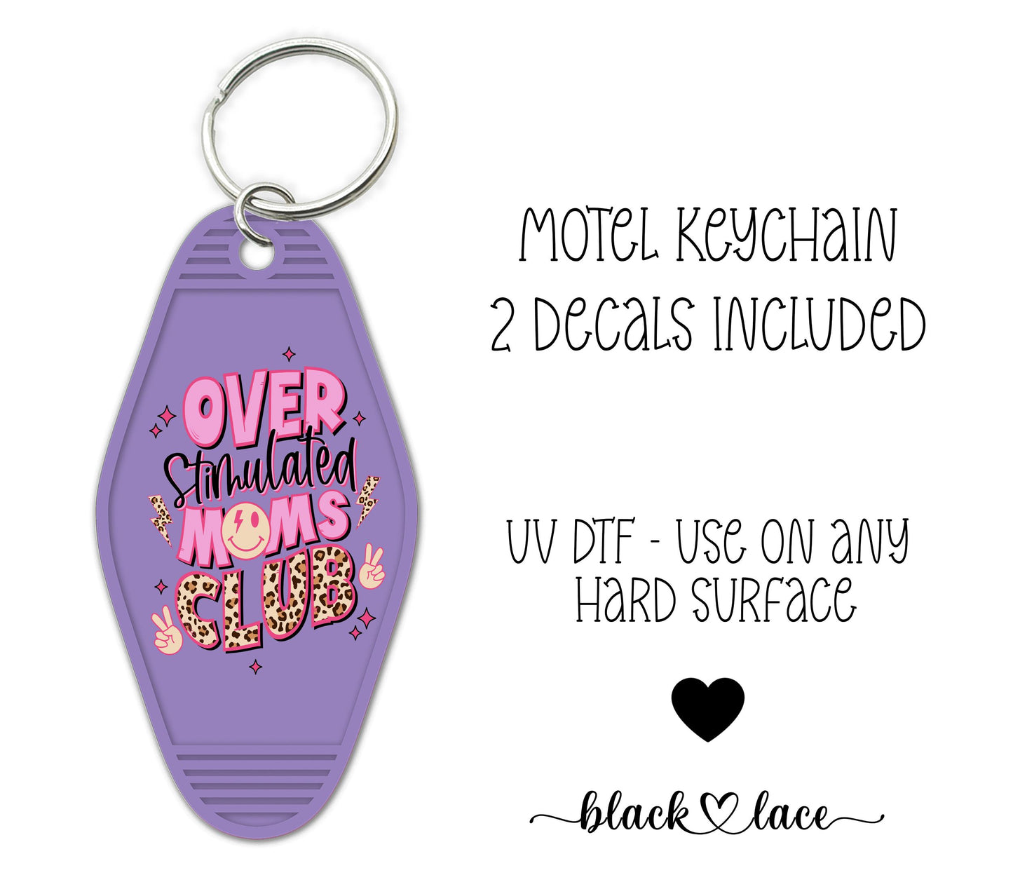 Over Stimulated Moms Club Pink ~ Motel Keychains (2)