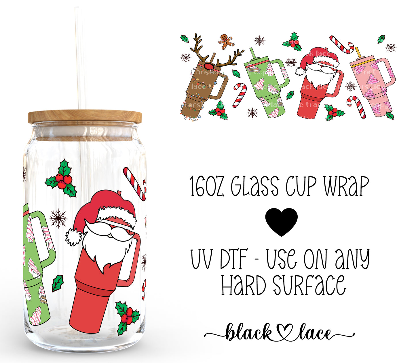 Christmas Tumblers ~16oz cup wrap