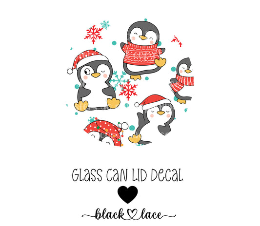 Christmas Penguins ~ Lid Decal