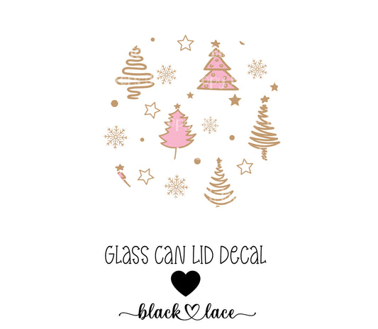 Pink and Gold Christmas Trees ~ Lid Decal