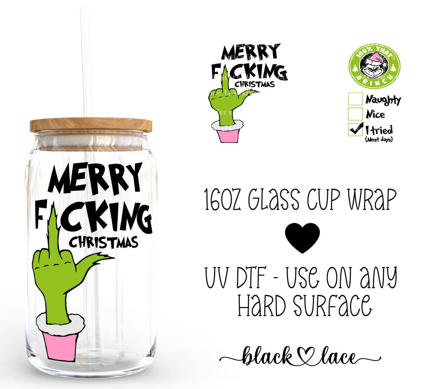 Merry Fucking Christmas ~16oz cup wrap