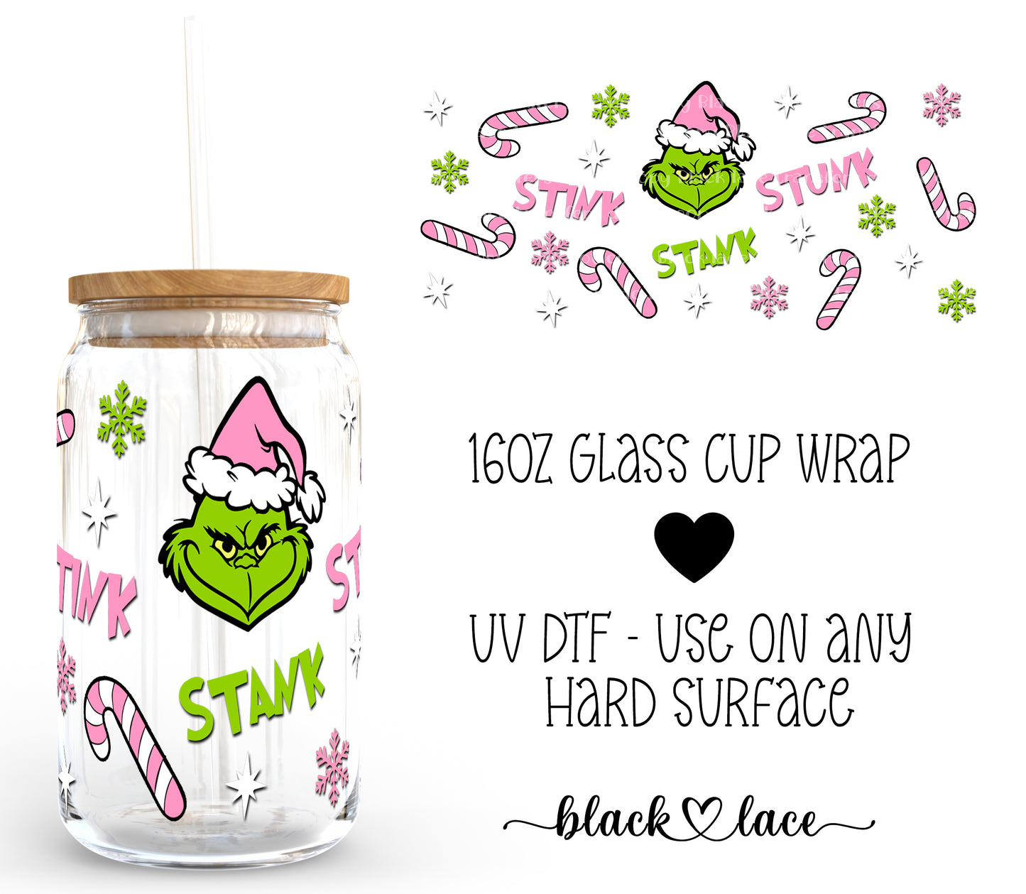 Stink Stank Stunk Pink ~16oz cup wrap