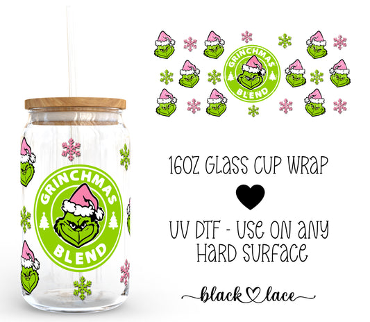 Grinchmas Blend Pink ~16oz cup wrap