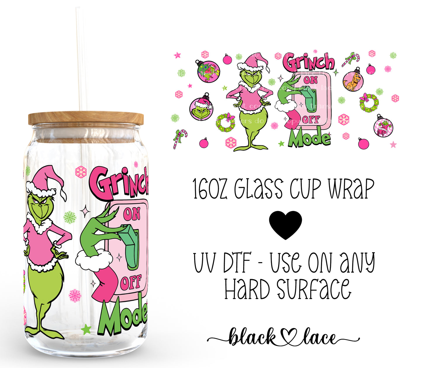 Grinch Mode ~16oz cup wrap