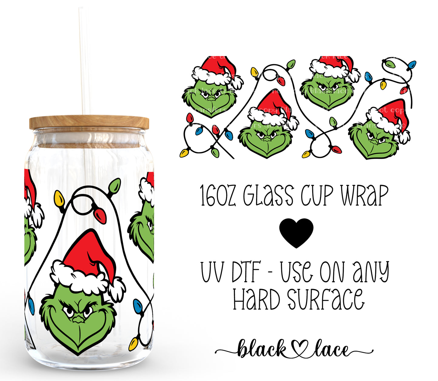 Grinch Faces ~16oz cup wrap