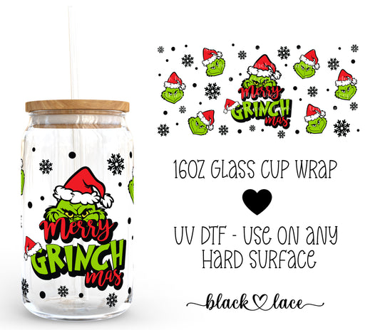 Merry Grinchmas Red ~16oz cup wrap