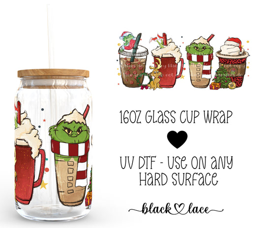 Grinch Christmas Drinks Red ~16oz cup wrap