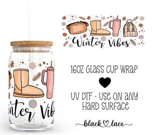 Winter Vibes ~16oz cup wrap